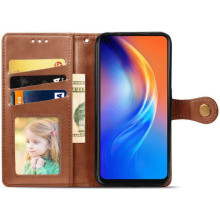 Кожаный чехол-книжка GETMAN Gallant (PU) для Samsung Galaxy A07 – Коричневый