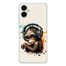 Чехол с Обезьянами Samsung Galaxy A07 - (AlphaPrint) (Макака в наушниках)