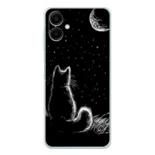 Чехол с принтом для Samsung Galaxy A07 (AlphaPrint) Модные коты (Котик и луна)