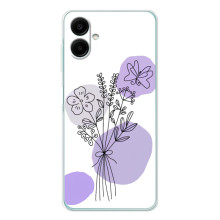 Силконовий чохол з принтом в квітах на Samsung Galaxy A07 (Фіолетовий букет)