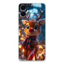 Яркий чехол для Samsung Galaxy A07 с Зимними Оленятами – Олень в шарфе