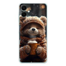 Печатный чехол «Зверята с кофе» для Samsung Galaxy A07 – Мишка с кофе
