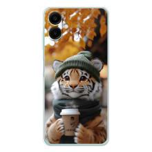 Печатный чехол «Зверята с кофе» для Samsung Galaxy A07 – Тигр с кофе