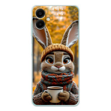 Печатный чехол «Зверята с кофе» для Samsung Galaxy A07 – Зайчик с кофе