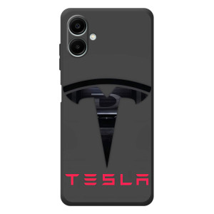 Силиконовый бампер с картинкой машины на Samsung Galaxy A07s (Logo TESLA)