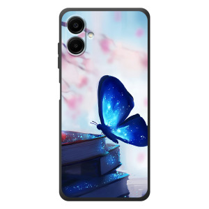 Силиконовый бампер с картинкой животных для Samsung Galaxy A08 (Бабочка синяя)