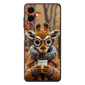 Печатный чехол «Зверята с кофе» для Samsung Galaxy A08 (Жираф с кофе)
