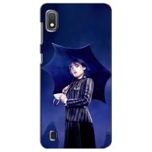 Чехлы Венсдей на Samsung Galaxy A10 2019 (A105F) Уэнсдей (AlphaPrint) (Уэнздей с зонтом)