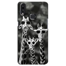 Силиконовый чехол с КАРТИНКАМИ лето для Samsung Galaxy A10s (A107) (AlphaPrint) (Жирафы в очках)
