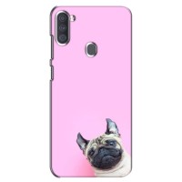 Бампер для Samsung Galaxy A11 (A115) с картинкой "Песики" (Собака на розовом)