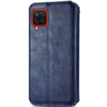 Кожаный чехол-книжка GETMAN Cubic (PU) для Samsung Galaxy A12 / M12 – Синий