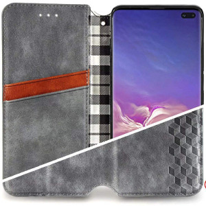 Кожаный чехол-книжка GETMAN Cubic (PU) для Samsung Galaxy A12 / M12 – Серый
