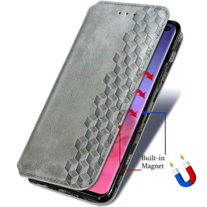 Кожаный чехол-книжка GETMAN Cubic (PU) для Samsung Galaxy A12 / M12 – Серый