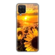 Чехол с Цветами для Samsung Galaxy A12 (поле подсолнухов)