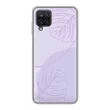 Чехол цветочный дизайн для Samsung Galaxy A12 – Монстера фиолетовая