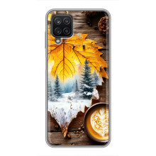 Чехол с уникальным дизайном «Осень с кофе» для Samsung Galaxy A12 – Осенне-зимнее кофе