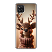 Яркий чехол для Samsung Galaxy A12 с Зимними Оленятами – Олень в свитере