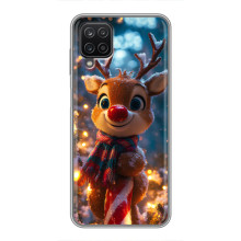 Яркий чехол для Samsung Galaxy A12 с Зимними Оленятами – Олень в шарфе