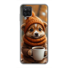Печатный чехол «Зверята с кофе» для Samsung Galaxy A12 – Песик с кофе