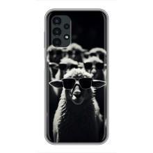 Чехол с принтом стильные животные для Самсунг А13 (4G) (Овечка в очках)