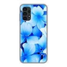 Силиконовый бампер с принтом (цветочки) на Самсунг Галакси А13 (5G) (Синие цветы)