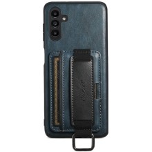 Кожаный чехол Wallet case and straps для Samsung Galaxy A14 4G/5G (Синий)