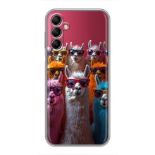 Чехол с принтом стильные животные для Самсунг А14 5G (Ламы в очках)