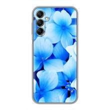 Силиконовый бампер с принтом (цветочки) на Самсунг Гелекси А14 (5G) (Синие цветы)