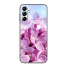 Силиконовый бампер с принтом (цветочки) на Самсунг Гелекси А14 (5G) (Сиреневые цветы)