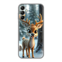 Яркий чехол для Samsung Galaxy A14 5G с Зимними Оленятами – Оленёнок в лесу