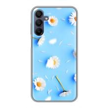 Чохол з Квітами для Samsung Galaxy A15 (A155) (ромашки на блакитному)