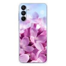 Силиконовый бампер с принтом (цветочки) на Галакси A16 5G (Сиреневые цветы)