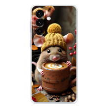 Печатный чехол «Зверята с кофе» для Samsung Galaxy A17 – Медведь с кофе