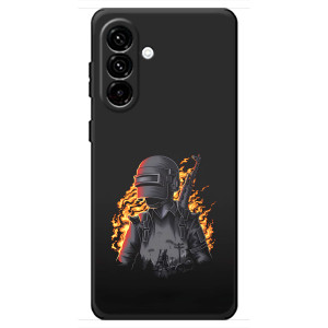 Силиконовый чехол с картинкой "Герой Pubg" на Samsung Galaxy A18 4G (В огне)