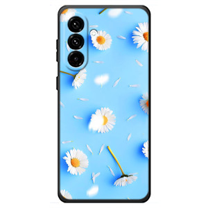 Чехол с Цветами для Samsung Galaxy A18 4G (ромашки на голубом)