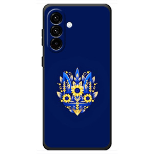 Чехол с украинским гербом на Samsung Galaxy A18 4G – Цветочный герб