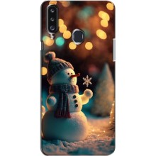 Чехлы на Новый Год Samsung Galaxy A20s (A207) (Снеговик праздничный)