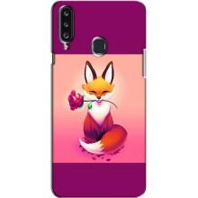 Чехлы с картинкой Лисички для Samsung Galaxy A20s (A207) (VPrint) (Лисичка с розочкой)