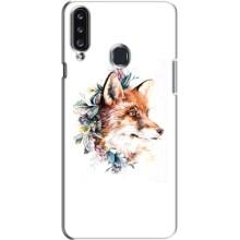 Чехлы с картинкой Лисички для Samsung Galaxy A20s (A207) (VPrint) (Лисичка в цветочках)