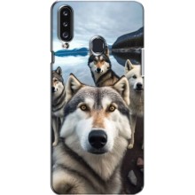 Чехол с Хаски для Samsung Galaxy A20s (A207) - (AlphaPrint) (Селфи ХАски)