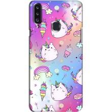 Чохол Unicorn на Samsung Galaxy A20s (A207) (Веселка і Єдинорог)