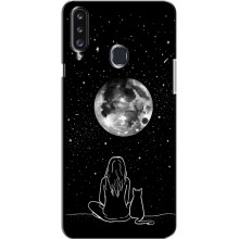 Чехол с рисунком кот на Samsung Galaxy A20s (A207) (Девушка с котом)