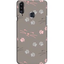 Чехол с рисунком кот на Samsung Galaxy A20s (A207) (Лапы и усы)