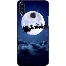Новогодние Чехлы для Самсунг А20с (VPrint) (Санта - луна)