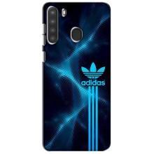 Чохли Адидас для Samsung Galaxy A21 (A215) (AlphaPrint) (Синій Адідас)