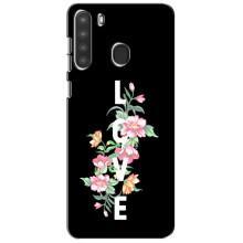 Чехлы для любимой на Самсунг Галаксі А21 (А215) (VPrint) (Квіти LOVE)