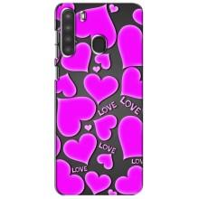 Чехлы для любимой на Самсунг Галаксі А21 (А215) (VPrint) (Pink hearts)