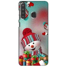 Чехлы на Новый Год Samsung Galaxy A21 (A215) – Снеговик в шапке