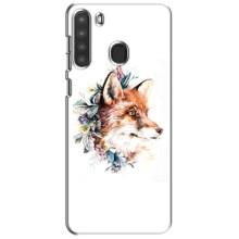 Чохли з картинкою Лисичка для Samsung Galaxy A21 (A215) (VPrint) (Лиса в квітах)