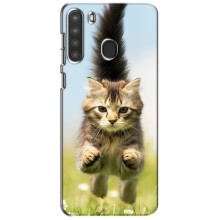 Чехлы с Котиками для Samsung Galaxy A21 (A215) (VPrint) (Прыжок кота)